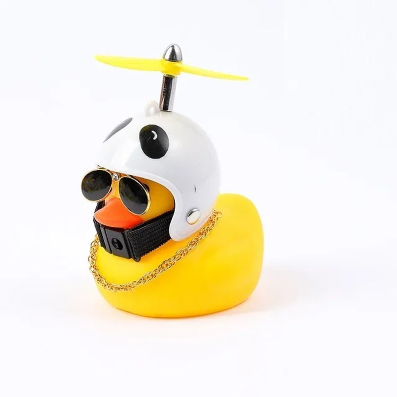 New Car Cute Wind-Breaking Duck Interior Broken Wind Small Yellow Duck with Helmet Airscrew Cycling Decoration Ornament Decor