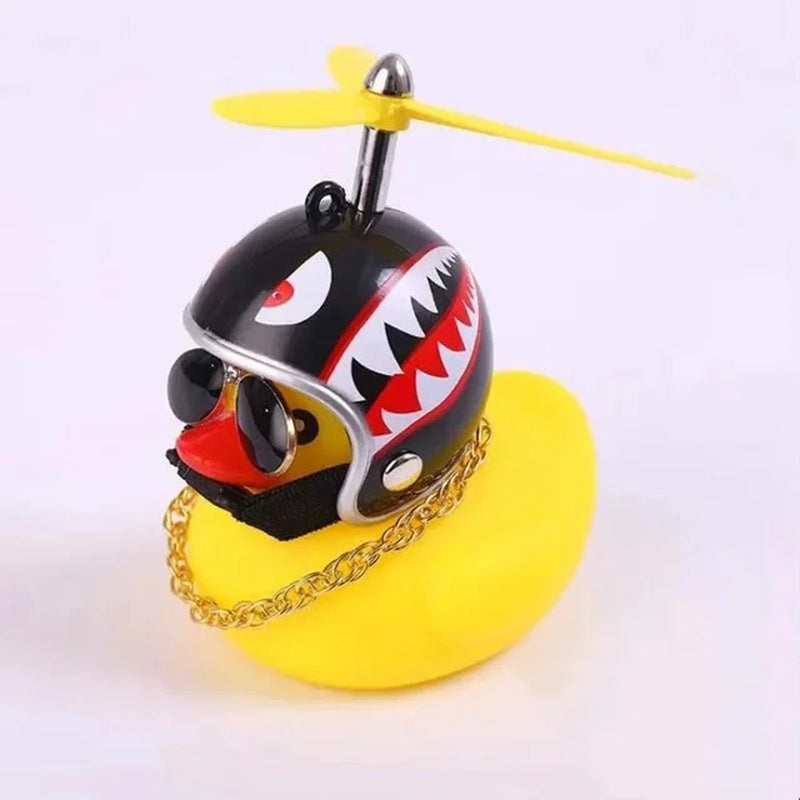 New Car Cute Wind-Breaking Duck Interior Broken Wind Small Yellow Duck with Helmet Airscrew Cycling Decoration Ornament Decor